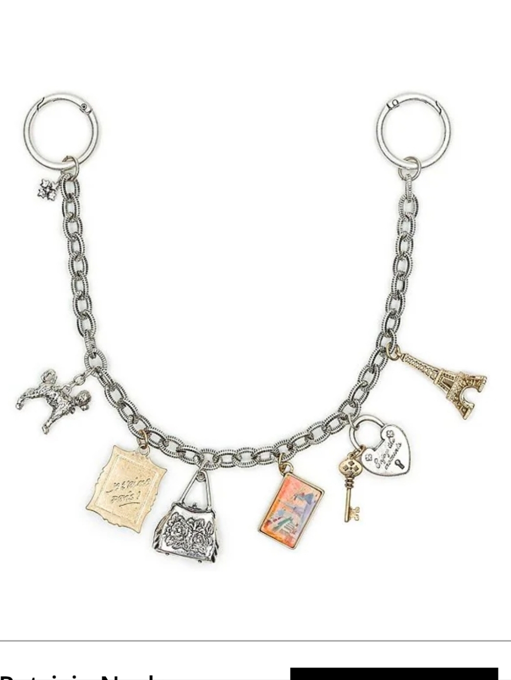 Patricia Nash NWT Paris Handbag Charm - Silver Chain With Gold And Varied Charms